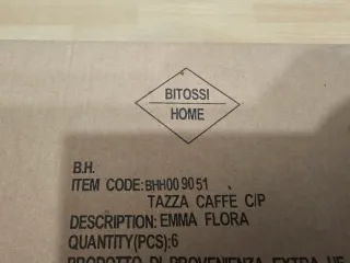 Set 6 Tazze Piattino Bone China Bitossi