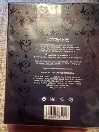 Perfume Thameen Carved Oud 100ml Extracto perfume.