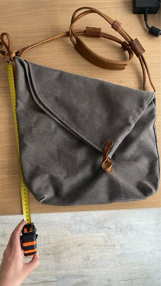 Bolso bandolera, lona gris marengo. Nuevo