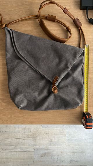 Bolso bandolera, lona gris marengo. Nuevo