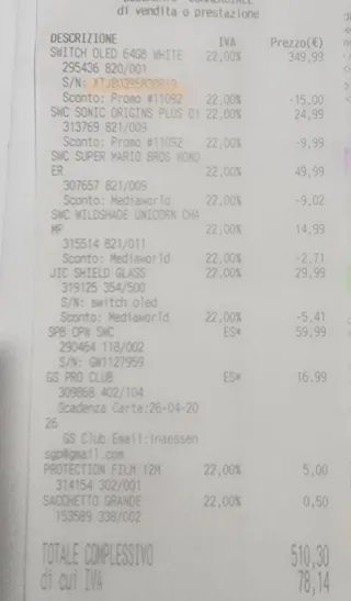 Nintendo Switch OLED Bianco