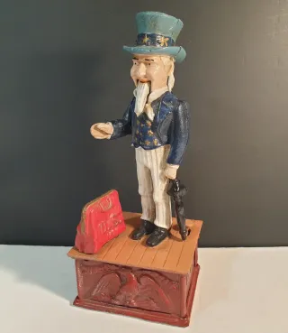 Hucha mecánica de hierro Tío Sam