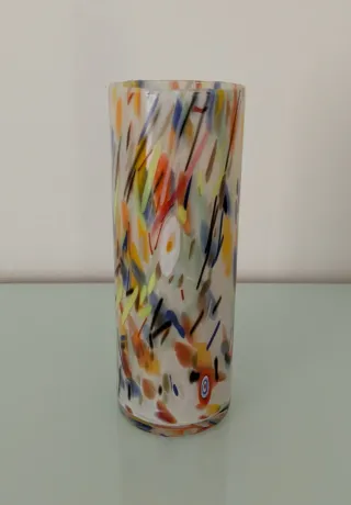 Vaso cilindrico di Murano - Lavorazione Murrine