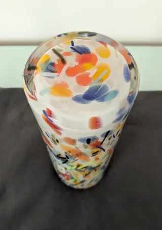 Vaso cilindrico di Murano - Lavorazione Murrine