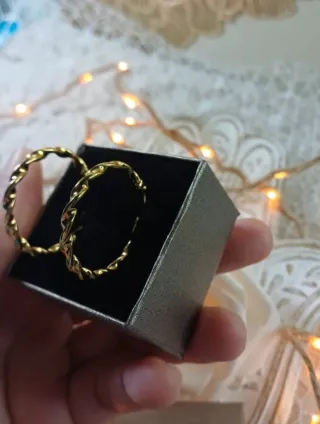 Pendientes Aro Rizados Chapado Oro 18k