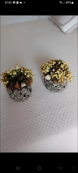 Piantine shabby in metallo e pietra