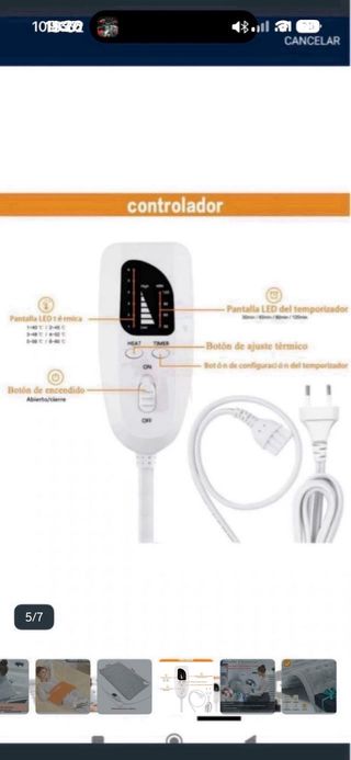 Manta Eléctrica Calefactora Gris