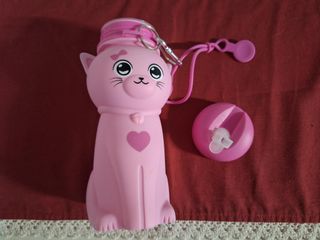Borraccia gatto rosa silicone bambini
