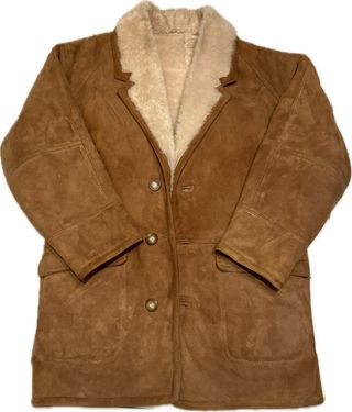 Cappotto montone Vintage in vera pelle camoscio
