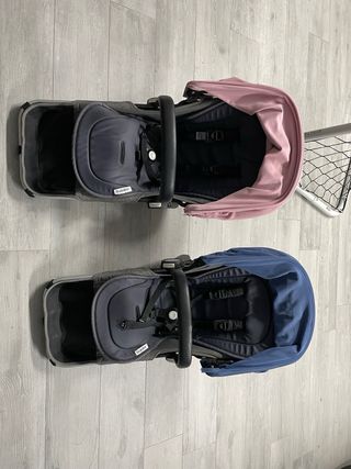 Carrito Gemelar Bugaboo Gris/Azul/Rosa