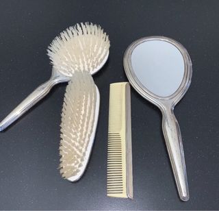 Set spazzole e pettine vintage in alpacca
