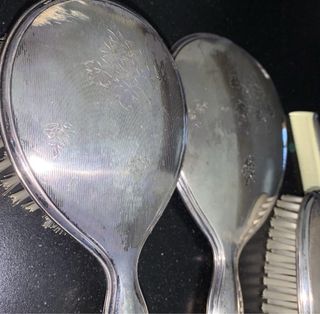 Set spazzole e pettine vintage in alpacca