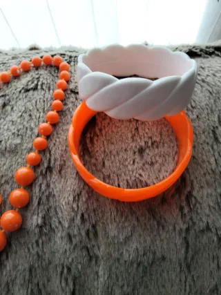 Conjunto Flamenca Abalorios Naranja y Blanco