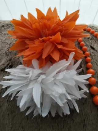 Conjunto Flamenca Abalorios Naranja y Blanco