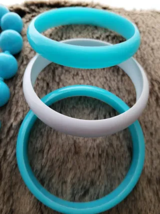 Conjunto Flamenca Abalorios Azul y Blanco