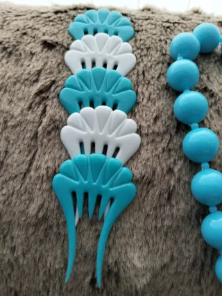 Conjunto Flamenca Abalorios Azul y Blanco