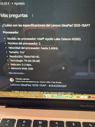 Lenovo IdeaPad portátil plata