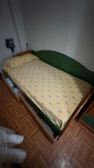 Armario y cama con cajones 90X190 madera maciza