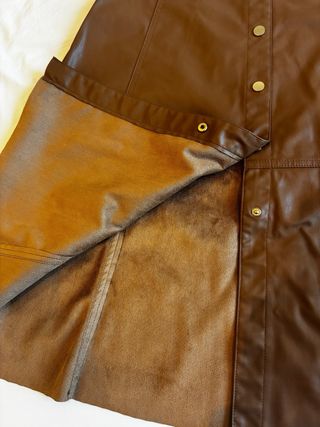 Falda Polipiel Zara Botones Marrón