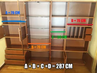 Mueble salón vitrina modular de madera maciza