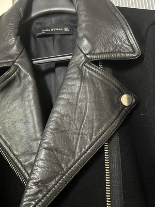 Abrigo Zara Negro Piel