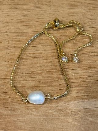 Pulsera dorada ajustable perla cultivada