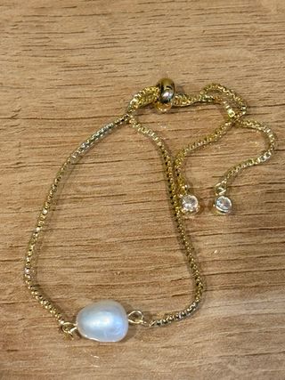 Pulsera dorada ajustable perla cultivada