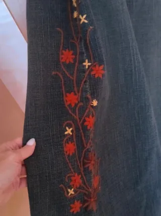 Falda vaquera larga bordada t.38-40