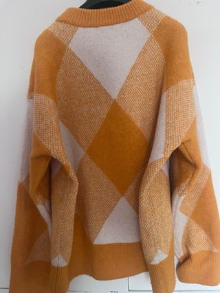 Jersey Zara Cuadros Mostaza Talla M