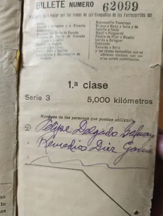 Billete Kilométrico Tarifa 109