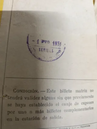 Billete Kilométrico Tarifa 109