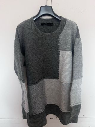 Jersey Zara Patchwork Gris Talla L