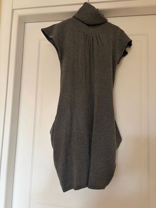 Abito vintage grigio collo alto maniche corte