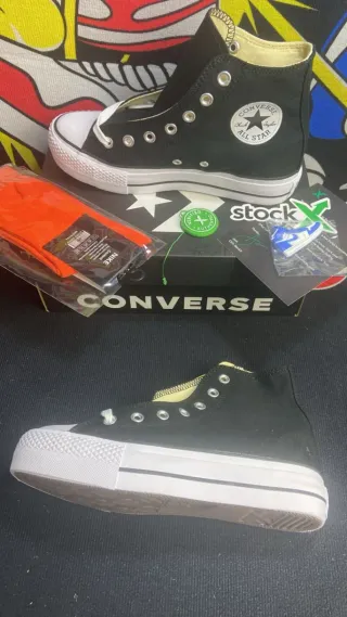 Converse All Star Plataforma Negras Polipiel