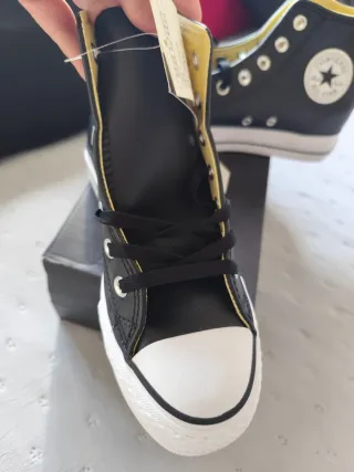 Converse All Star Plataforma Negras Polipiel