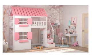 Cama litera infantil , casita escalones y cajones