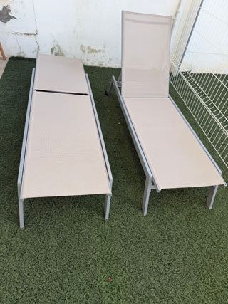 Tumbona gris metal y lona 190x55