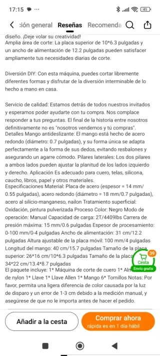 Prensa cortadora de cuero