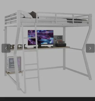 Cama alta 90x200 con luces LED y enchufes