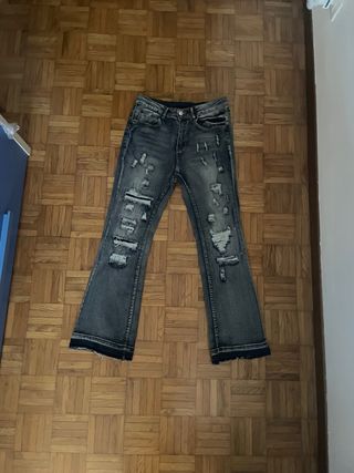 Jeans Flare Blu/Grigio Strappati