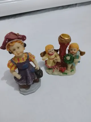 Figuras de porcelana niña y ángeles
