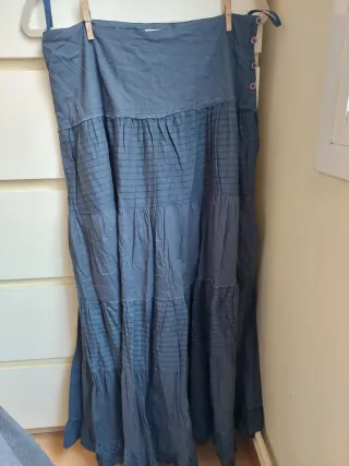 Falda larga Stradivarius azul