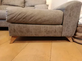 Sofá chaise longue gris tela anti manchas