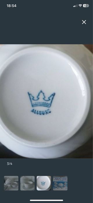 Juego 6 tazas con platos de porcelana