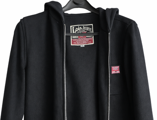 Abrigo lana Lois mujer S negro capucha 65% wool
