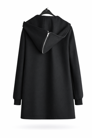 Abrigo lana Lois mujer S negro capucha 65% wool