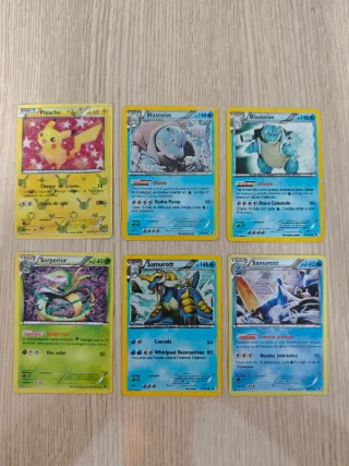 Cartas Pokémon: Pikachu, Blastoise, Serperior, Sam