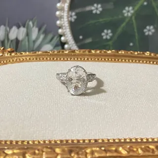 Anillo de acero inoxidable con Cuarzo blanco nat.