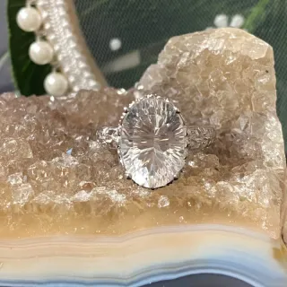 Anillo de acero inoxidable con Cuarzo blanco nat.