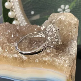 Anillo de acero inoxidable con Cuarzo blanco nat.